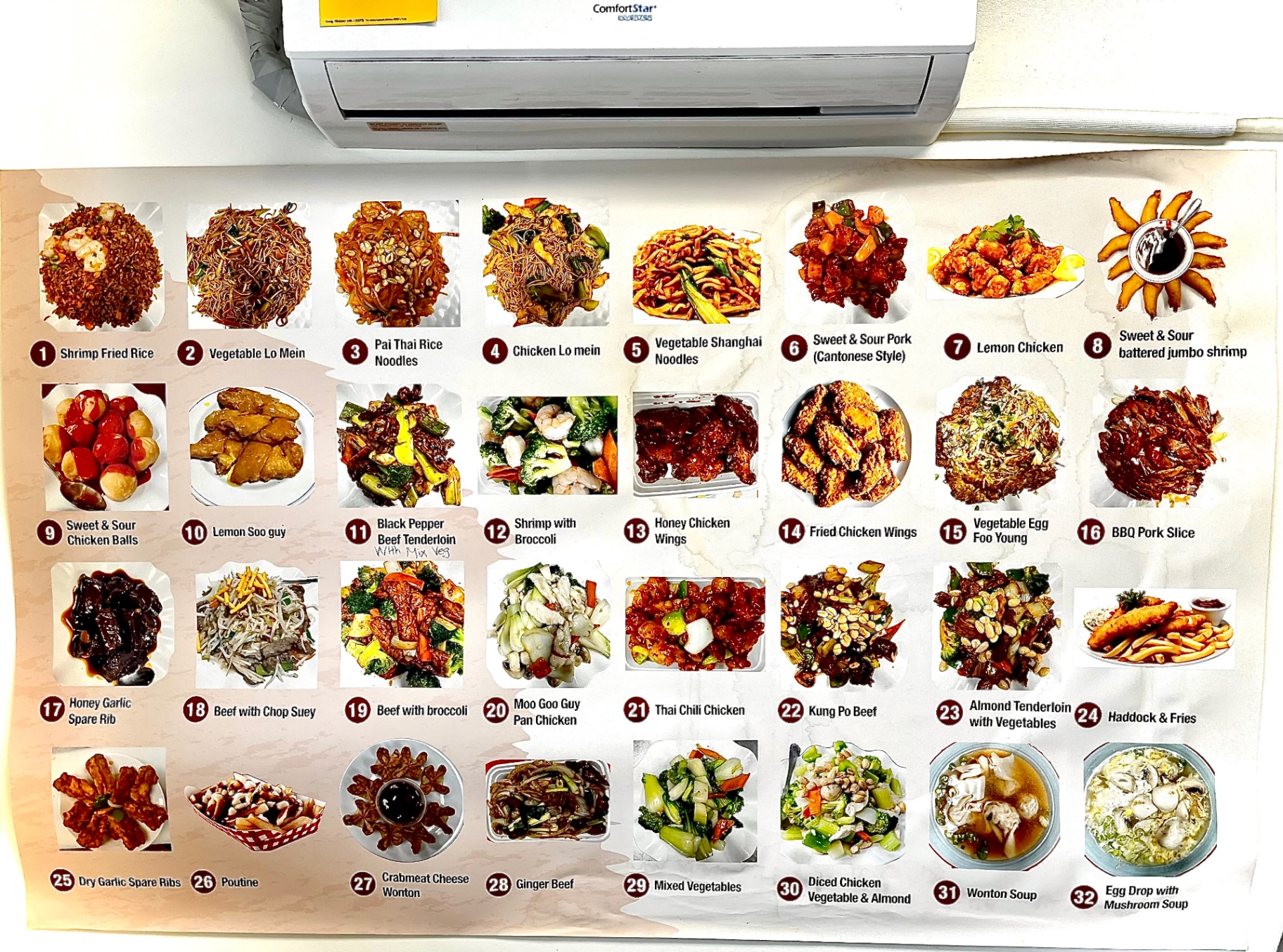 Yummy Garden picture menu of 32 popular dishes